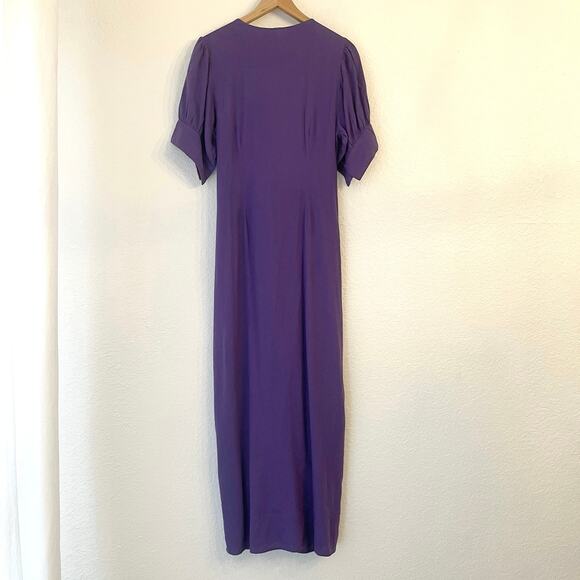 NWT Free People Vintage Summer Midi Dress Sz L Fits M Linen Blend Button Purple - Picture 7 of 16